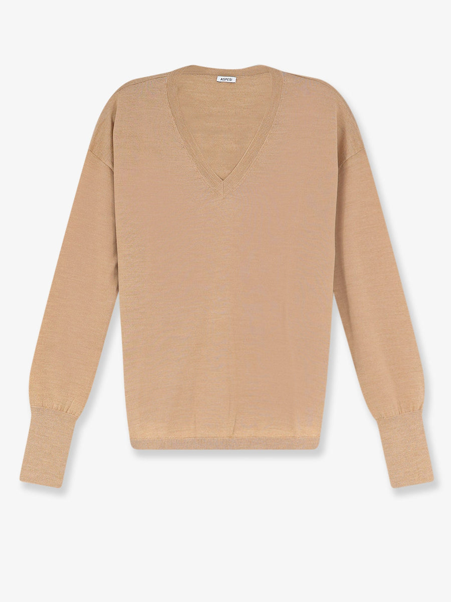 V-Neck Virgin Wool Sweater Beige