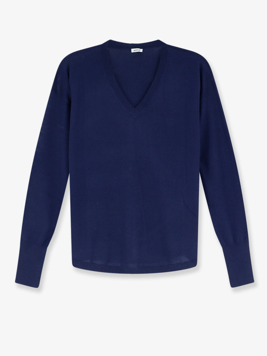 Sweater V-Neck Virgin Wool Blue
