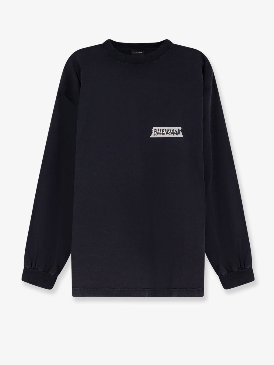 T-Shirt Crew-Neck Long Sleeve Black Cotton Sweatshirts