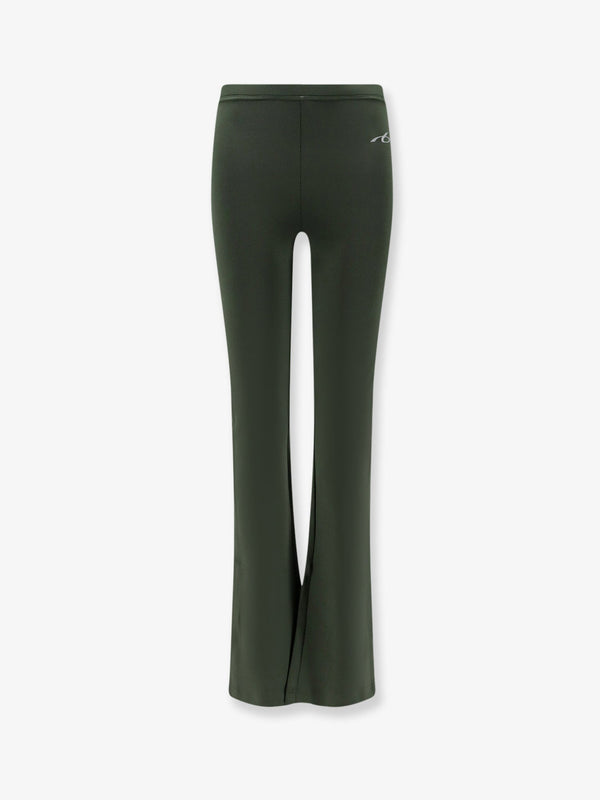 Leggings Flared Technical Fabric Green Polyester Trousers