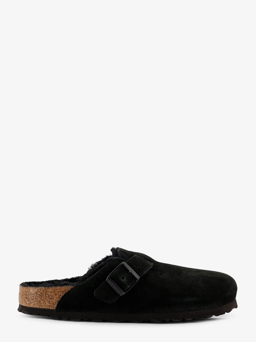 Mule Boston Shearling Suede Black Leather Sandal