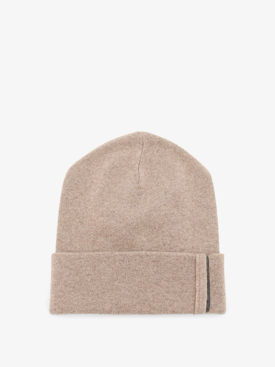 Cashmere Hat With Monili Detail Beige