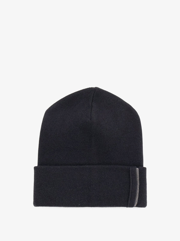 Cashmere Hat Monili Detail Black