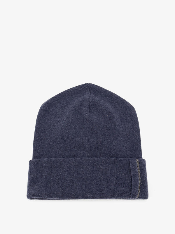 Cashmere Hat With Monili Detail, Blue