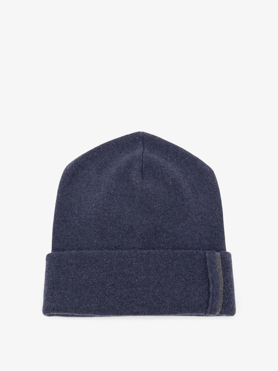 Cashmere Hat With Monili Detail, Blue