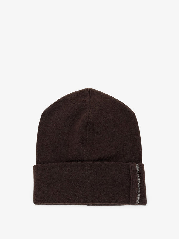 Hat With Monili Detail Cashmere Brown