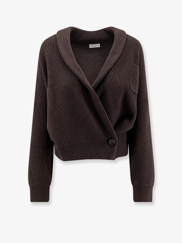 Cashmere Shawl Lapel Cardigan Brown