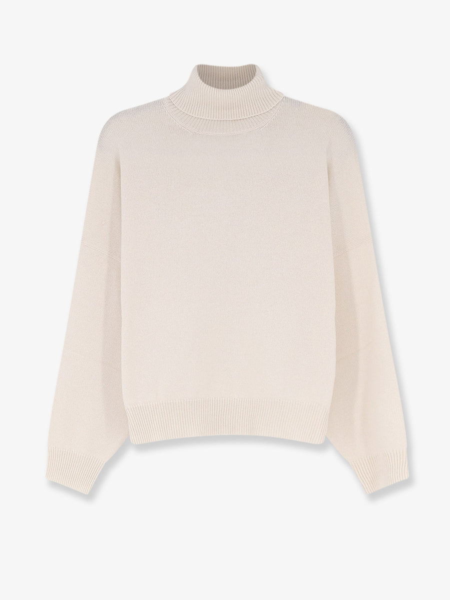 Cashmere Turtleneck With Monili Detail White