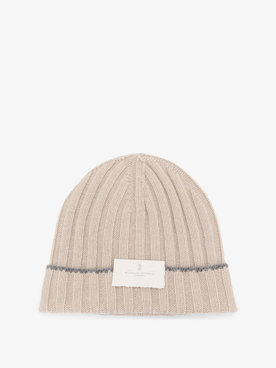 Cashmere Beanie Hat Beige