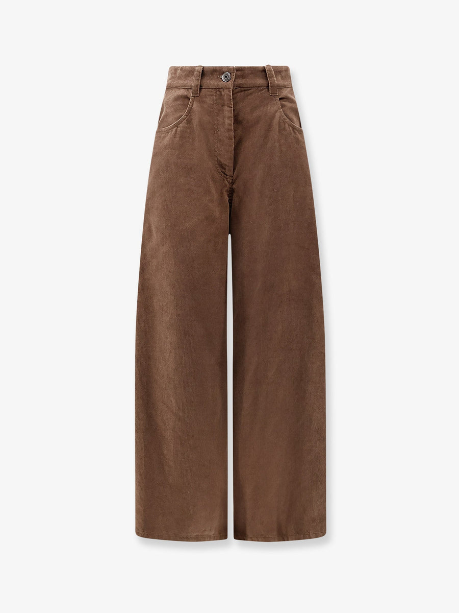 Maxi Corduroy Trousers Brown Cotton