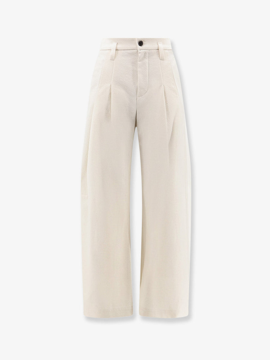 Baggy Trousers White Cotton And Wool