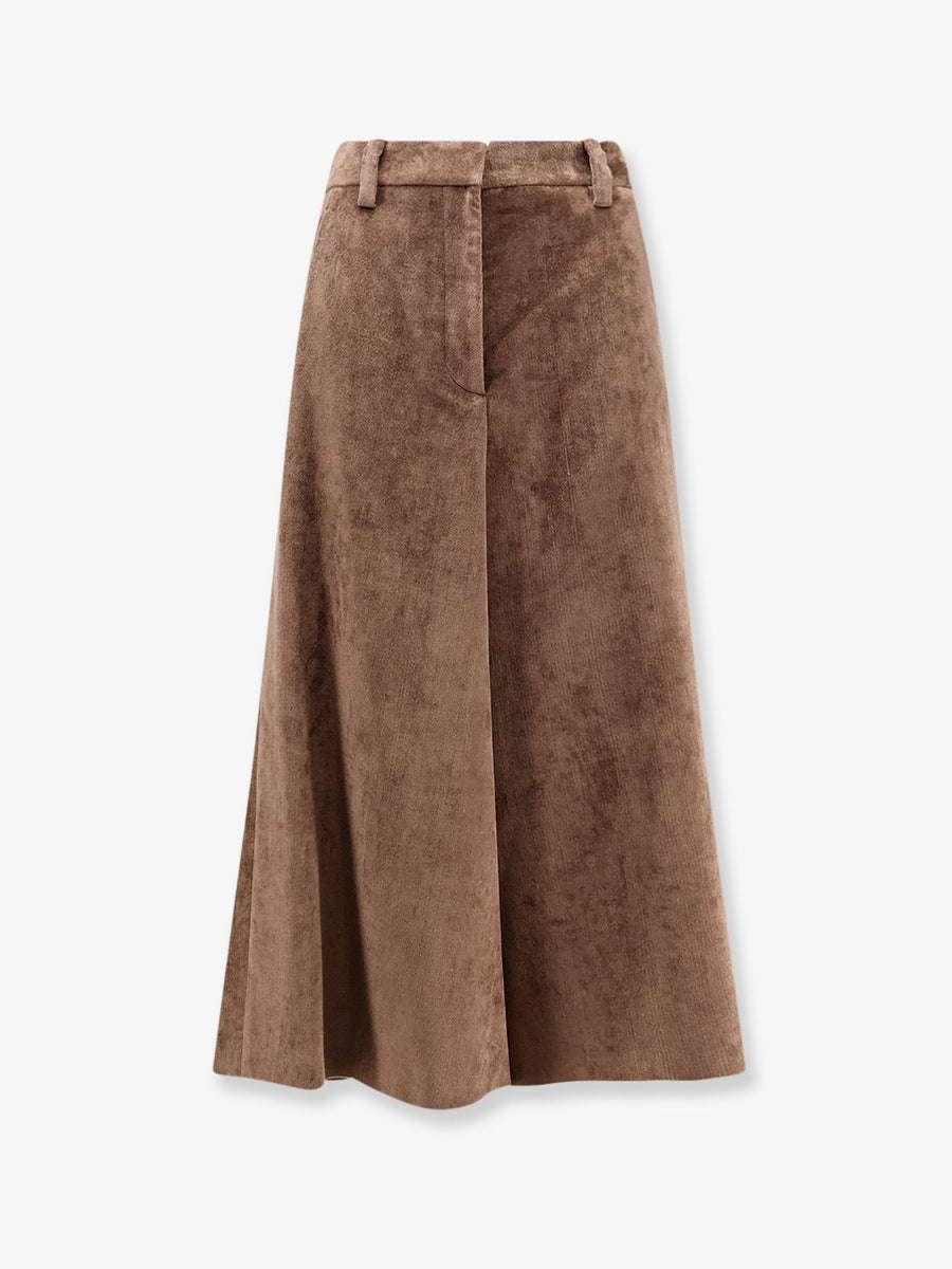 Velvet Skirt With Monili Detail, Brown Viscose