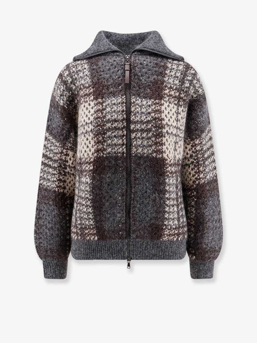 Cardigan Grey Intarsia Mohair