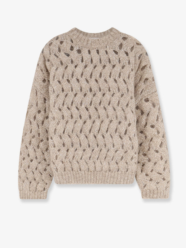 Sweater With Micro Sequins — Beige Mohair