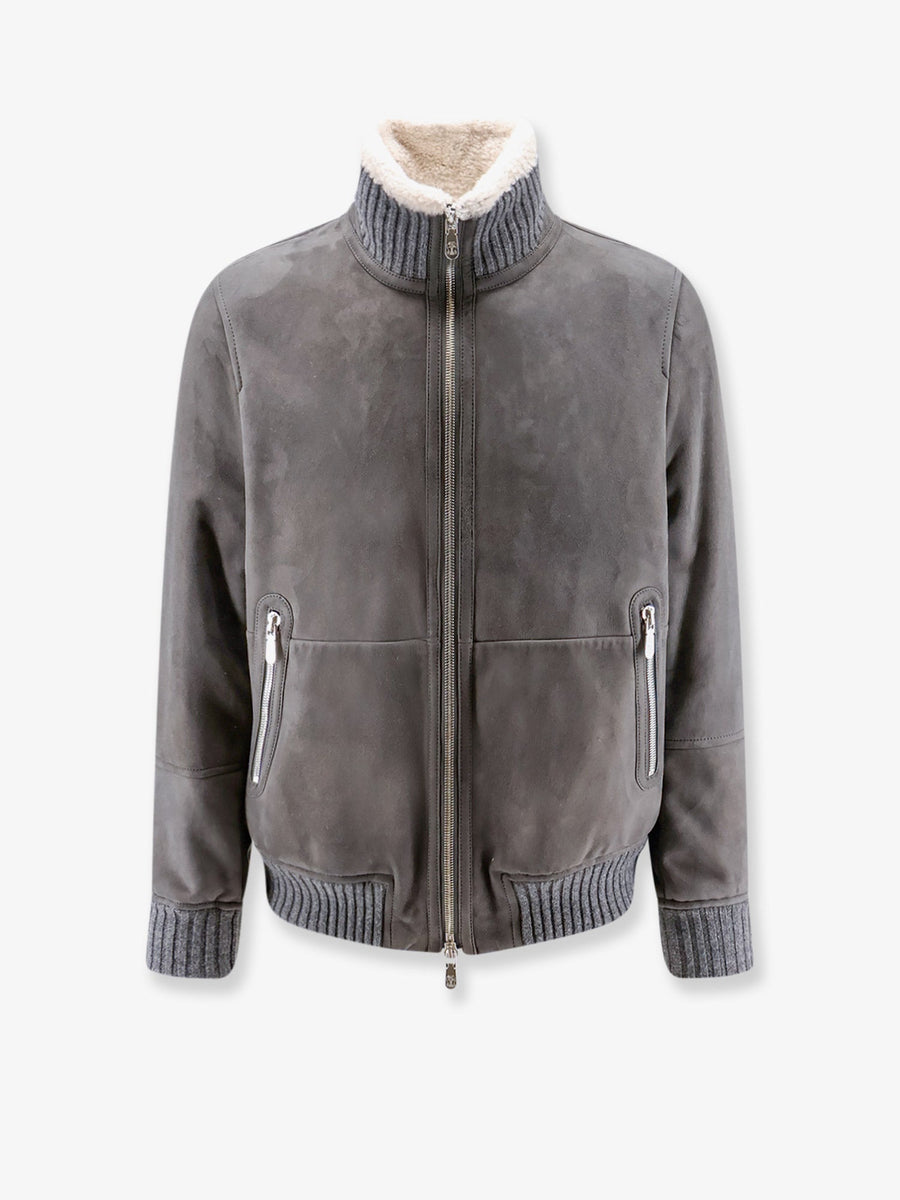 Shearling Jacket Grey Sheepskin
