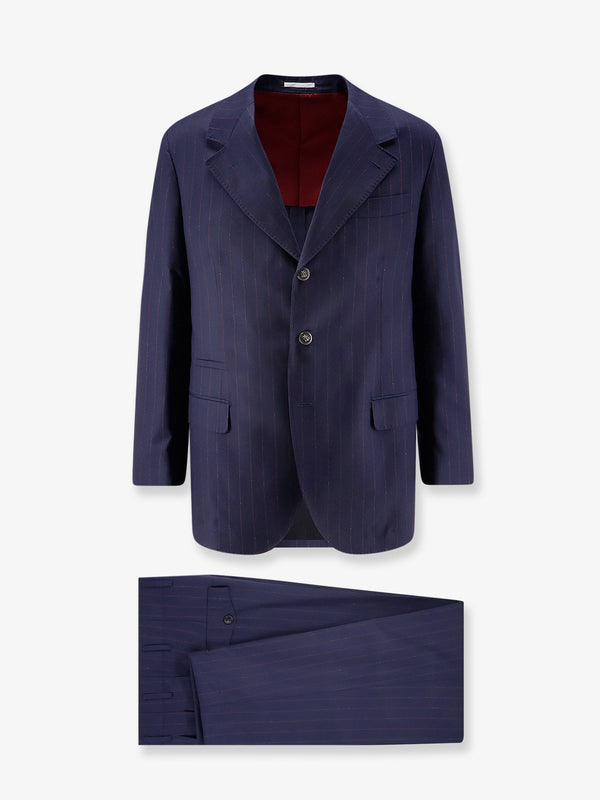 Suit Virgin Wool Pinstripe Blue Suits