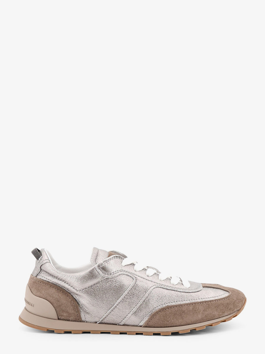 Sneakers Laminated Leather-Suede Silver Leather/suede Trainers
