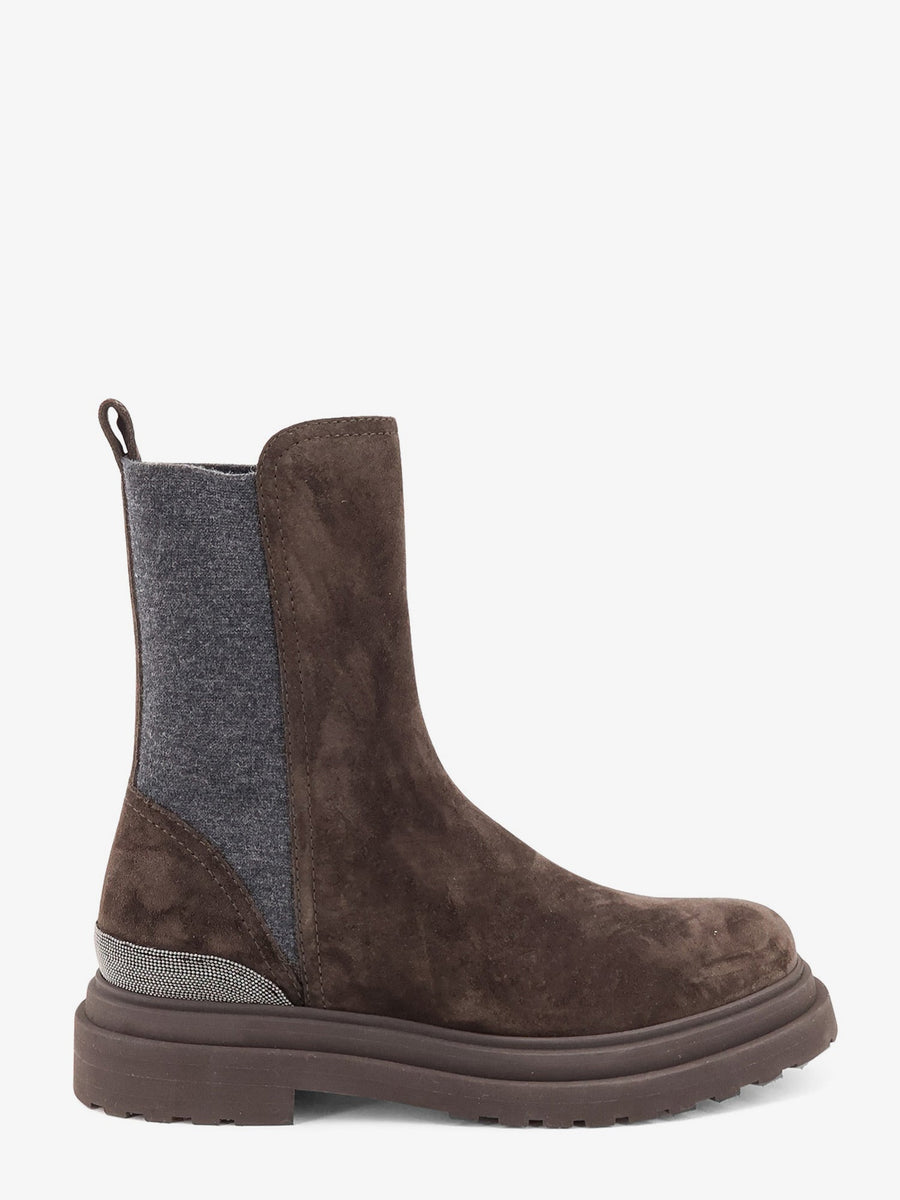 Boots With Monili Detail Suede Brown Suede/rubber