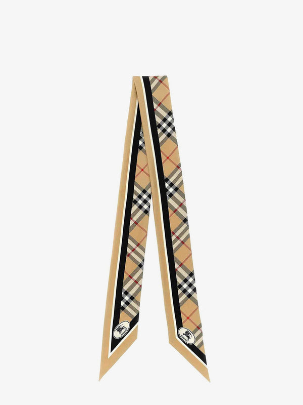 Silk Bandeau Medium Check Beige Scarf