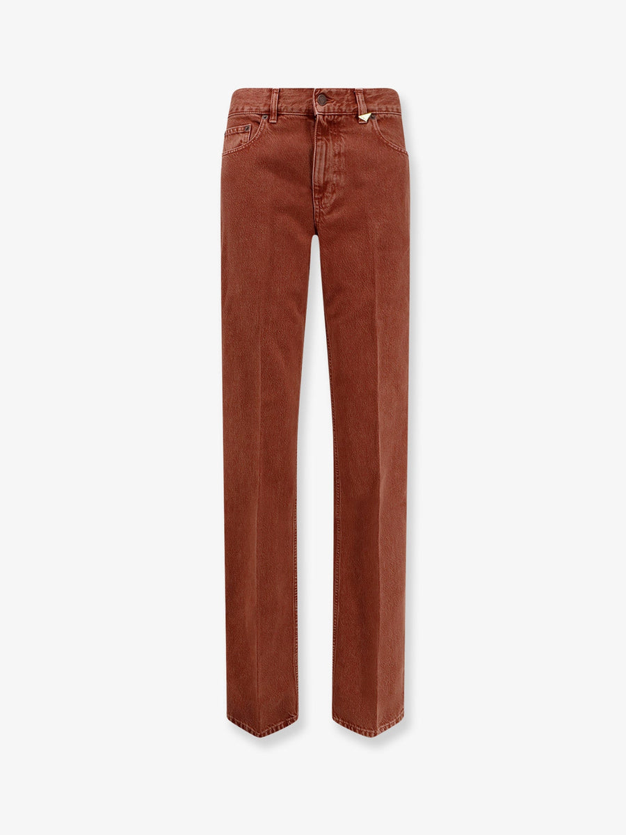 Denim Trousers Orange Cotton