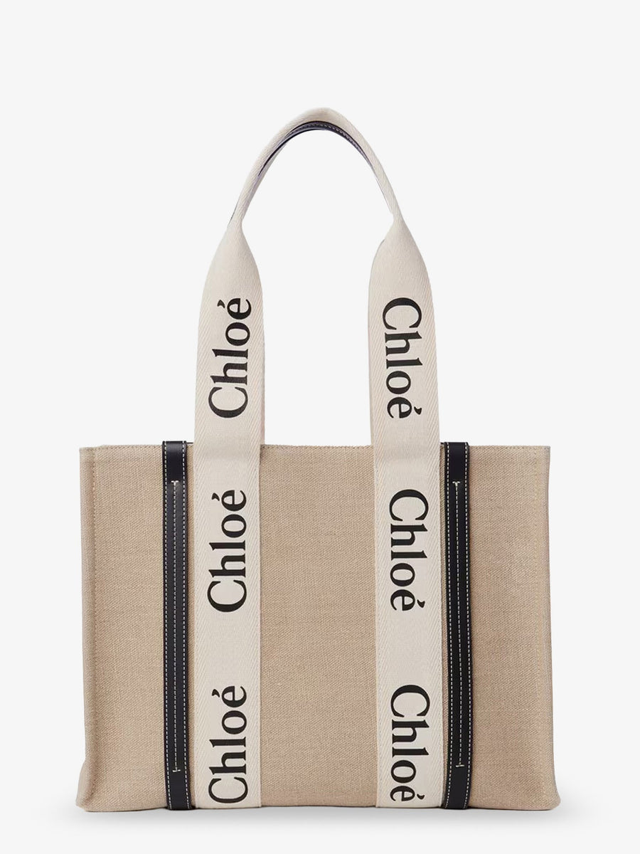 Shoulder Bag Woody Beige Linen Linen/leather