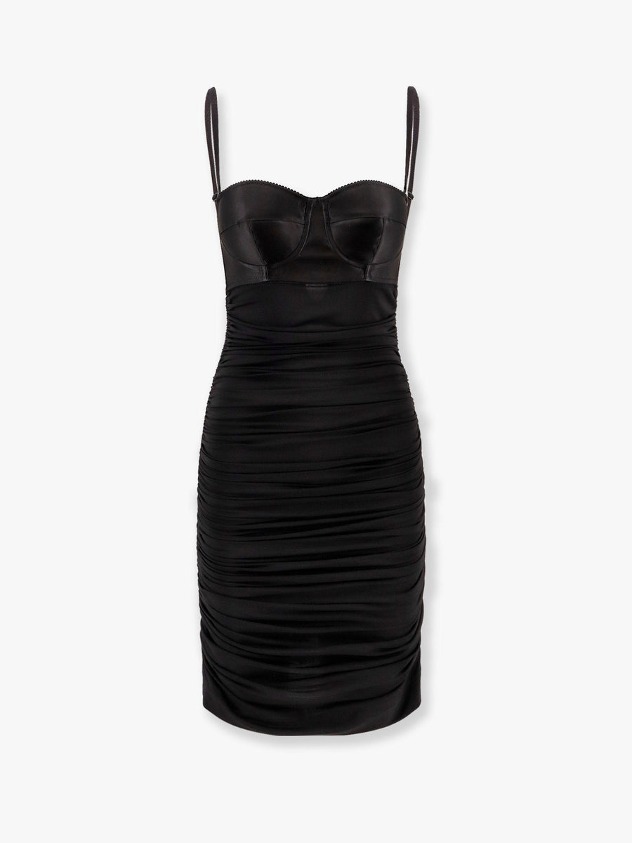 Viscose Blend Dress With Bra Detail Black