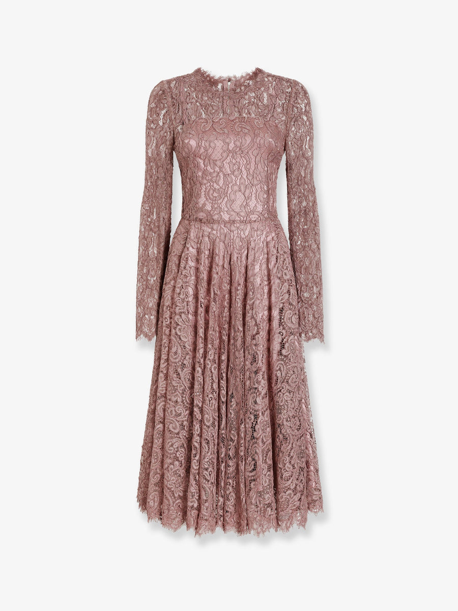 Lace Dress Pink Cotton