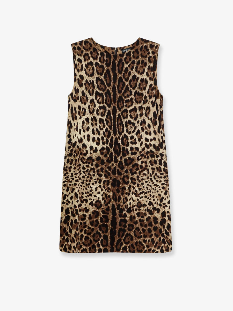 Stretch Silk Leopard Print Dress Multicolour