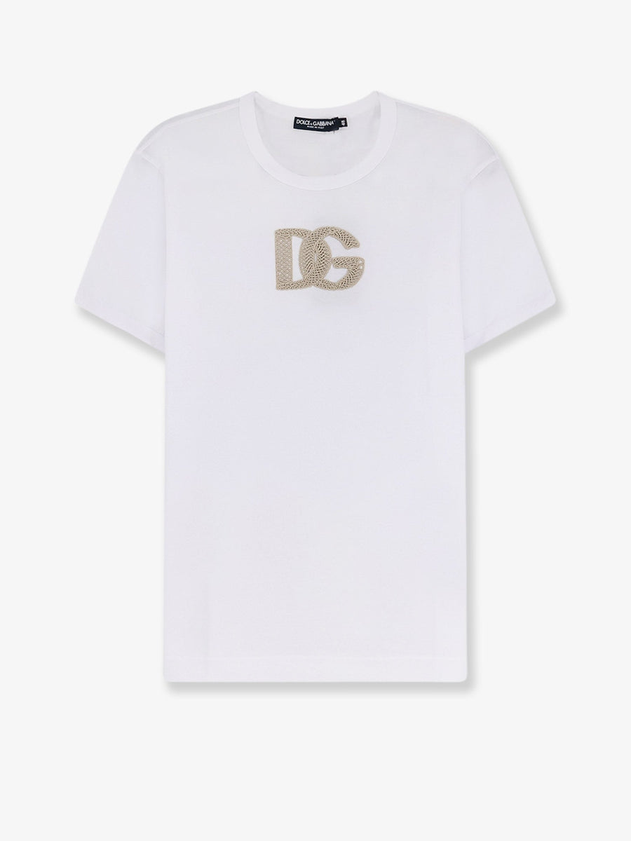 T-Shirt With Patch Logo White Cotton T-shirts