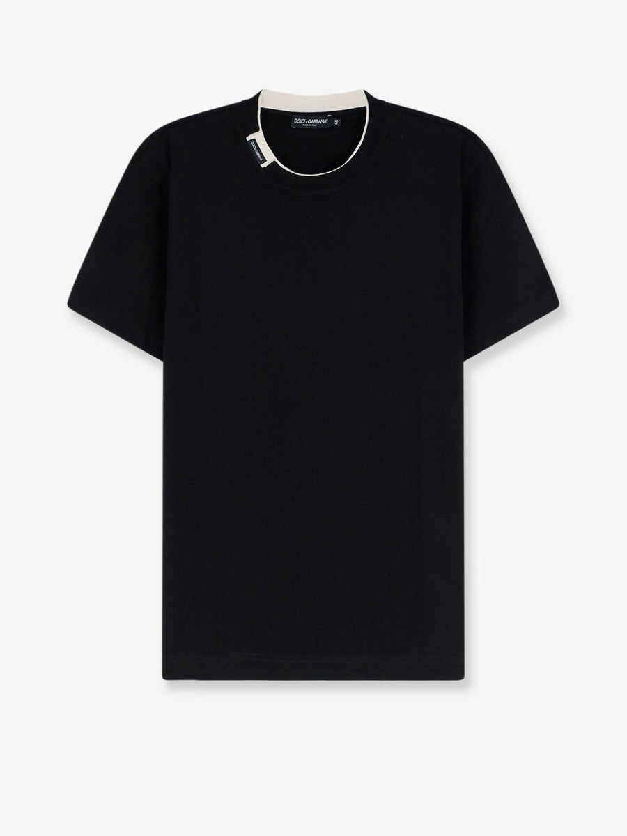 T-Shirt With Contrasting Trim, Black Cotton T-shirts
