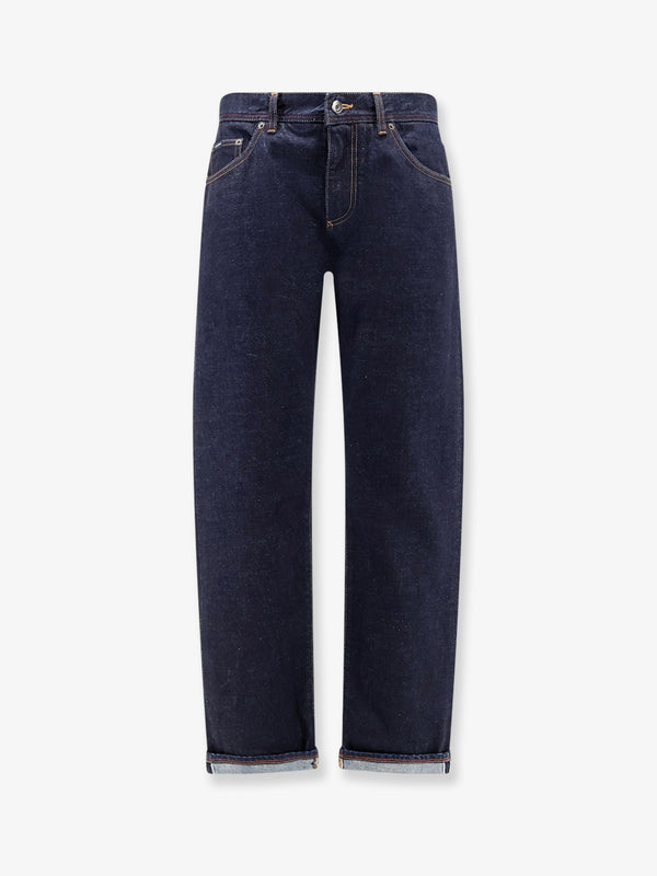 Jeans With Logo Embroidery, Blue Cotton