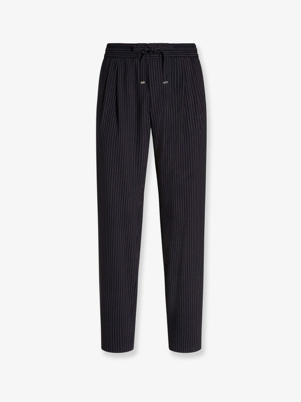 Jogging Trousers Pinstriped Wool Blue Virgin