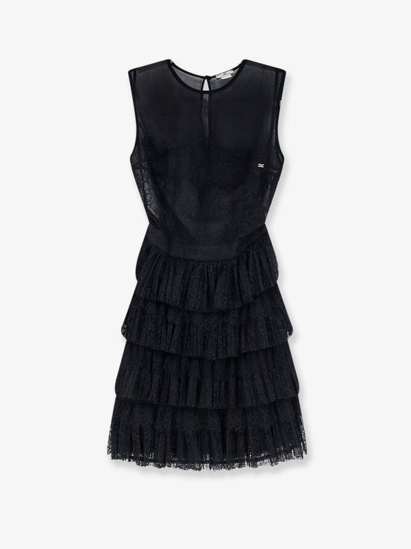 Mini Lace Dress Black Viscose