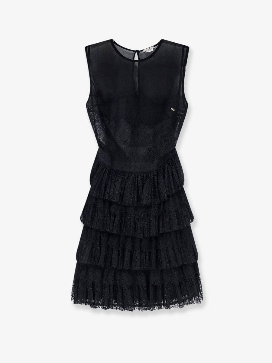Mini Lace Dress Black Viscose