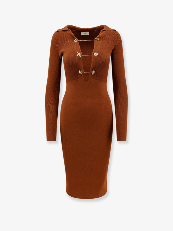 Long Viscose-Blend Dress Brown