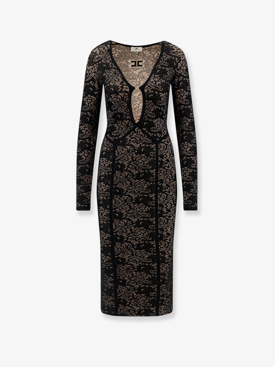Knitted Midi Dress Black Polyamide
