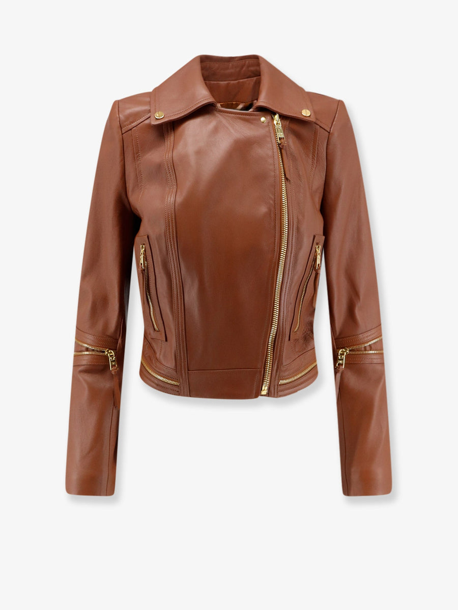 Leather Biker Jacket Brown