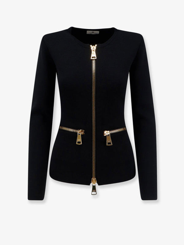 Knitted Blazer With Zip Black Viscose Blazers