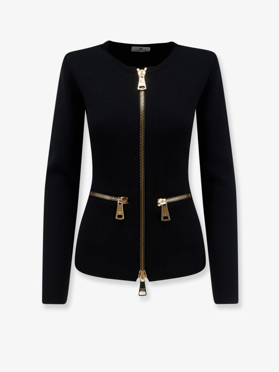 Knitted Blazer With Zip Black Viscose Blazers