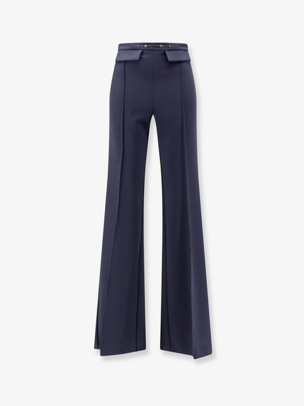 Trousers With Monogram Detail Blue Polyester
