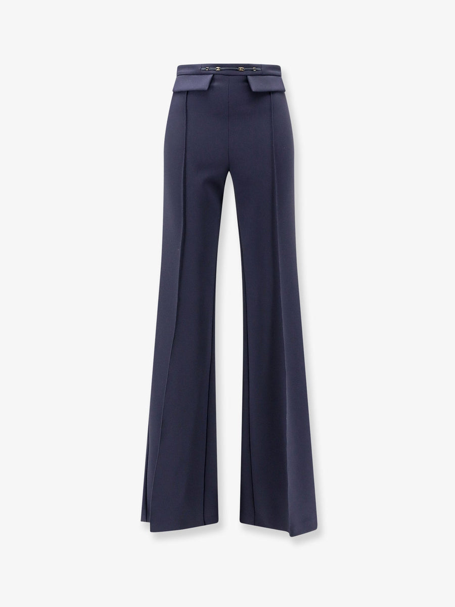 Trousers With Monogram Detail Blue Polyester