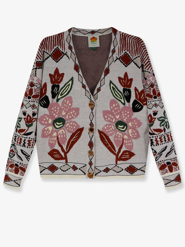 Cardigan With Multicolour Embroidery Polyester