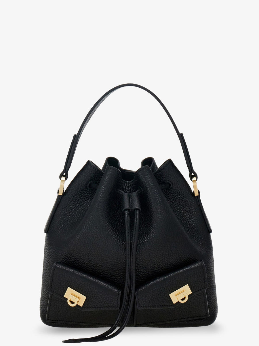 Leather Bucket Bag Black