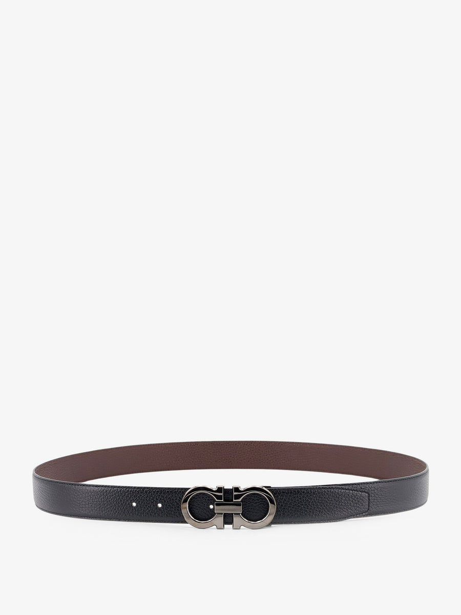Reversible Hammered Leather Belt Black