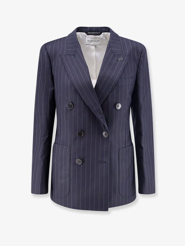 Blazer Double-Breasted Wool Blue Blazers