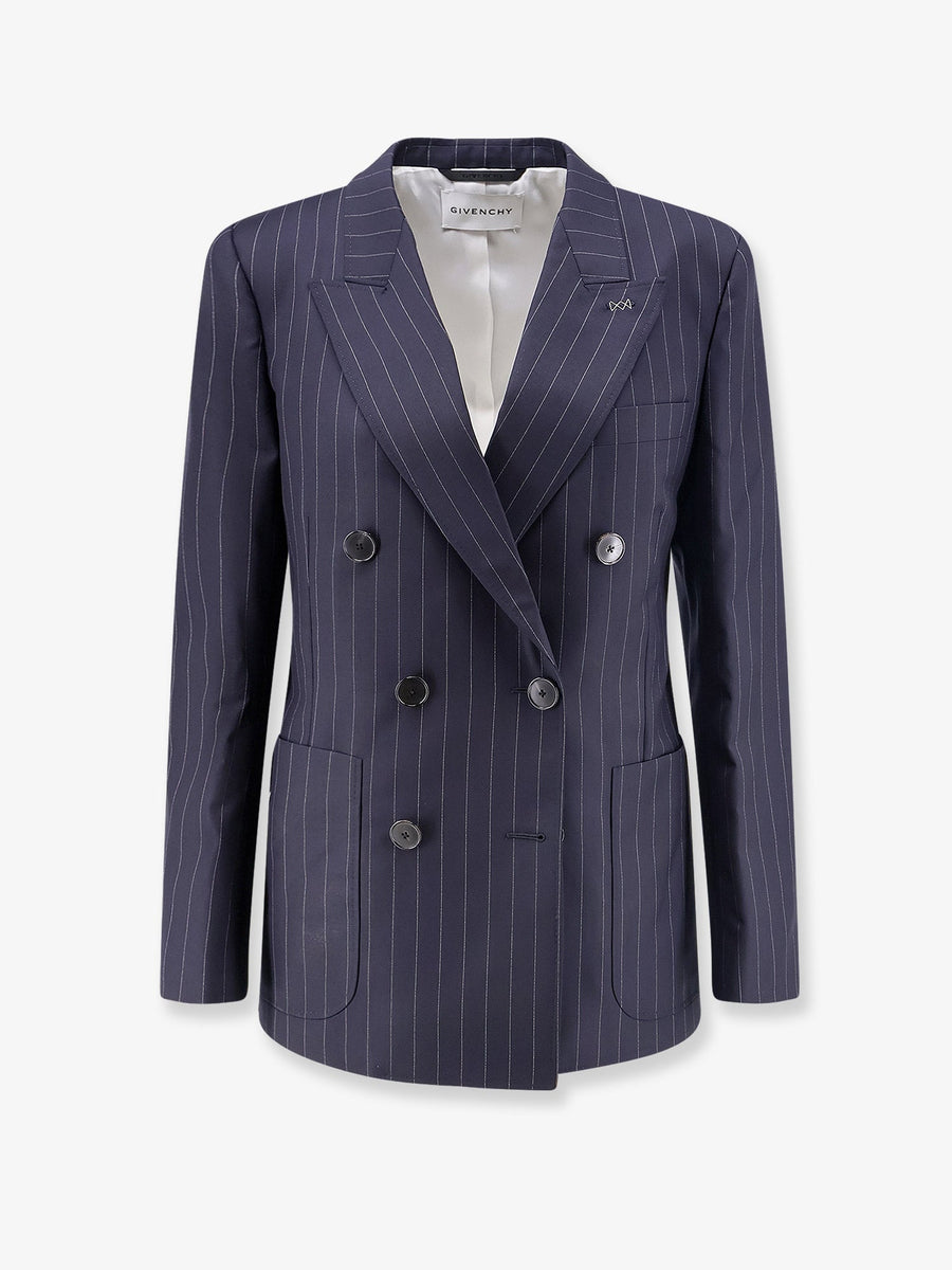 Blazer Double-Breasted Wool Blue Blazers