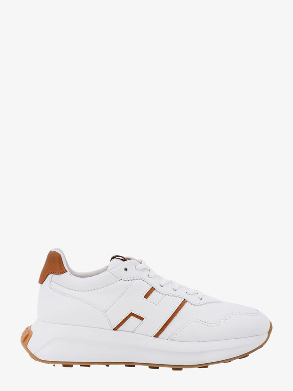 Leather Sneakers With Side Logo White Trainers