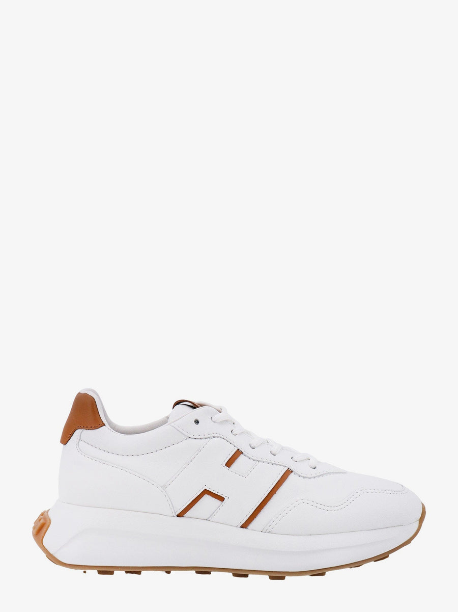 Leather Sneakers With Side Logo White Trainers