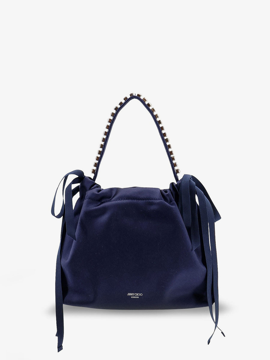 Crossbody Bag Drawstring Mini Satin Blue Bucket