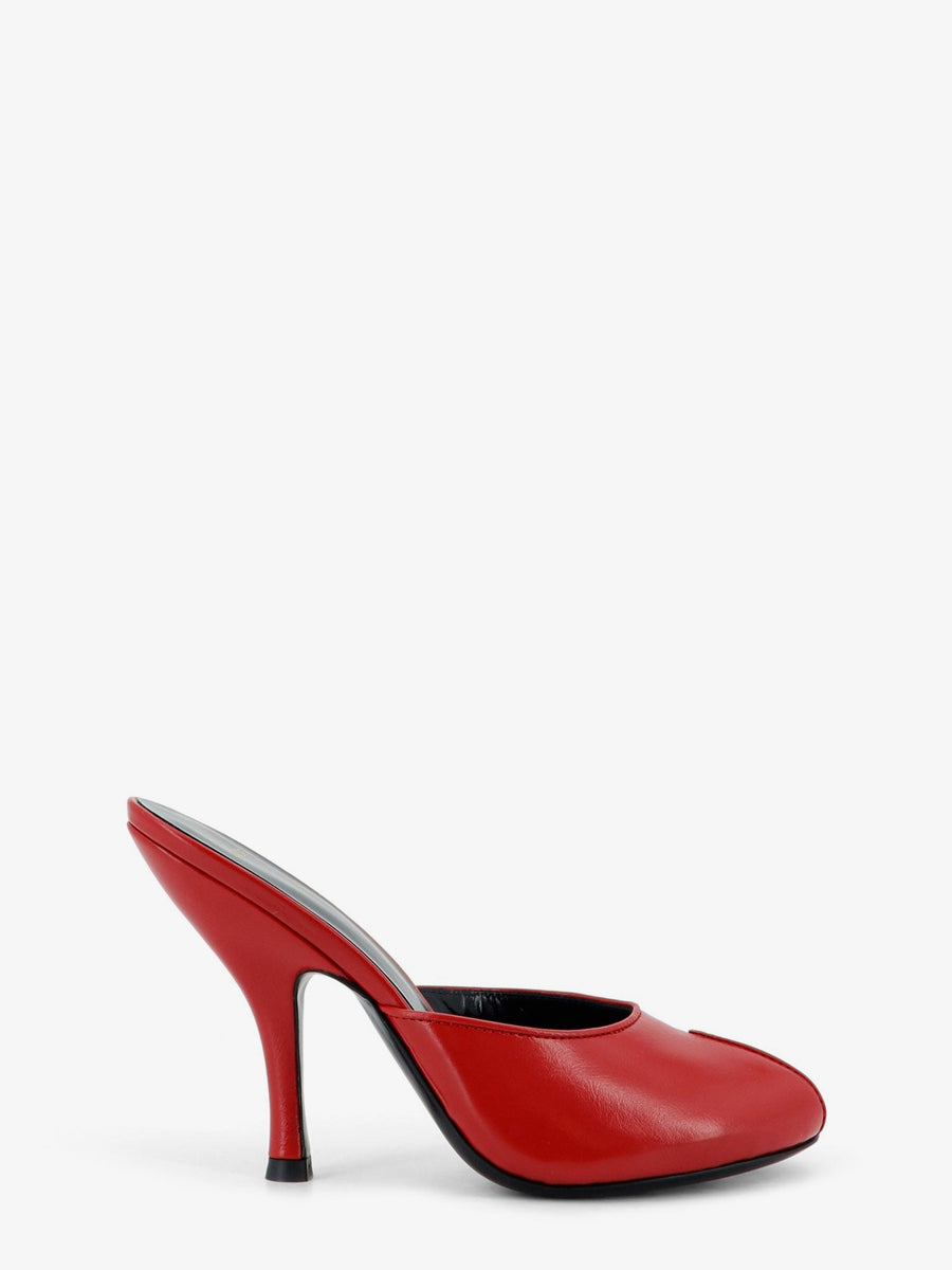 Leather Mule Sandals, Red
